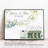 Personalisiertes Poster zur Hochzeit als Geldgeschenk Eure erste Million – Motiv 2