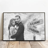 Personalisiertes Poster mit Fotoupload und Jahrestag für Paare Weg der Liebe
