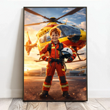 Personalisiertes Poster mit epischer Hubschrauber-Szene für Kids Held der Lüfte