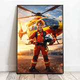 Personalisiertes Poster mit epischer Hubschrauber-Szene für Kids Held der Lüfte – Motiv 3
