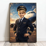 Personalisiertes Poster mit epischer Flugzeug-Szene für Kids Pilot