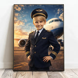 Personalisiertes Poster mit epischer Flugzeug-Szene für Kids Pilot – Motiv 2