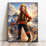 Personalisiertes Poster mit epischer Wasser-Szene für Kids Rettungsboot – Motiv 2