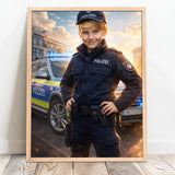 Personalisiertes Poster mit epischer Polizei-Szene für Kids Polizei – Motiv 11