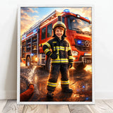 Personalisiertes Poster mit epischer Feuerwehr-Szene für Kids Feuerwehr – Motiv 8