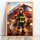 Personalisiertes Poster mit epischer Feuerwehr-Szene für Kids Feuerwehr – Motiv 11