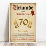 Personalisiertes Poster zum Geburtstag mit Ehrenkranz und Siegel Urkunde – Motiv 7