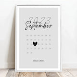 Personalisiertes Poster für Paare im Kalender Design zum Jahrestag Unser Tag – Motiv 7
