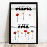 Personalisiertes Poster mit Namen und Blumen für Oma Erst Mama, Jetzt Oma – Motiv 4