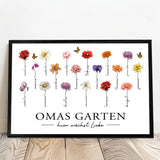 Personalisiertes Poster mit Blumen für Oma und Mama Hier wächst Liebe – Motiv 4