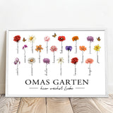 Personalisiertes Poster mit Blumen für Oma und Mama Hier wächst Liebe – Motiv 7