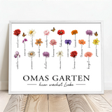 Personalisiertes Poster mit Blumen für Oma und Mama Hier wächst Liebe – Motiv 8