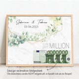 Personalisiertes Poster zur Hochzeit als Geldgeschenk Eure erste Million – Motiv 11