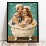 Personalisiertes Poster mit Illustration für Paare und die Familie Badespaß – Motiv 5