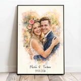 Personalisiertes Poster mit Wasserfarben-Effekt für Paare und zur Hochzeit Zusammen – Motiv 3