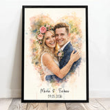 Personalisiertes Poster mit Wasserfarben-Effekt für Paare und zur Hochzeit Zusammen – Motiv 7