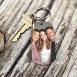 Personalisierter Schlüsselanhänger mit Farbdruck für Paare mit Foto von Love & Faith