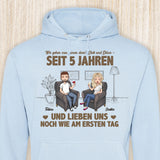 Personalisierter Hoodie mit Druck für Paare – Wie am ersten Tag – Motiv 3