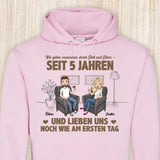 Personalisierter Hoodie mit Druck für Paare – Wie am ersten Tag – Motiv 4