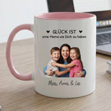 Personalisierte zweifarbige Tasse mit Foto und Namen für Mama – Beste Mama – Motiv 2