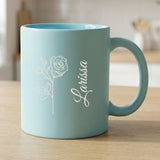 Personalisierte Tasse mit Gravur Geburtsblume und Name – Deine Blume – Motiv 5