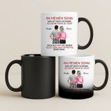 Personalisierte Tasse mit Druck zum Vatertag von Mama – An meinen Sohn – Motiv 5