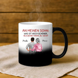 Personalisierte Tasse mit Druck zum Vatertag von Mama – An meinen Sohn – Motiv 6