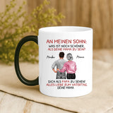 Personalisierte Tasse mit Druck zum Vatertag von Mama – An meinen Sohn – Motiv 7