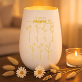 Personalisiertes Windlicht mit Gravur für Mama Mamas Garten – Motiv 3