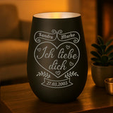 Personalisiertes Windlicht mit Gravur zum Jahrestag – Ich liebe Dich – Motiv 8