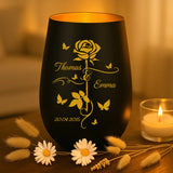 Personalisiertes Windlicht Liebes Rose mit Gravur für Paare