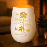 Personalisiertes Windlicht Liebes Rose mit Gravur für Paare – Motiv 6