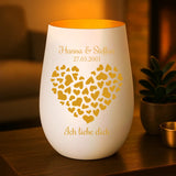 Personalisiertes Windlicht mit Gravur zum Valentinstag für Paare – Valentinsherz – Motiv 5