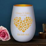 Personalisiertes Windlicht mit Gravur zum Valentinstag für Paare – Valentinsherz – Motiv 6