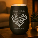 Personalisiertes Windlicht mit Gravur zum Valentinstag für Paare – Valentinsherz – Motiv 8