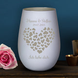 Personalisiertes Windlicht mit Gravur zum Valentinstag für Paare – Valentinsherz – Motiv 12