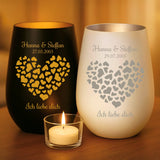 Personalisiertes Windlicht mit Gravur zum Valentinstag für Paare – Valentinsherz – Motiv 13