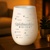 Personalisiertes Windlicht mit Gravur für die Familie – Weihnachten bei uns – Motiv 11