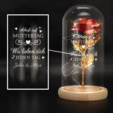 Personalisierte Ewige Rose im Glas "Scheiß auf Muttertag" als Muttertagsgeschenk gefertigt von Love & Faith