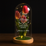 Personalisierte Ewige Rose in Glaskuppel mit LED-Licht für Oma – Oma – Motiv 4