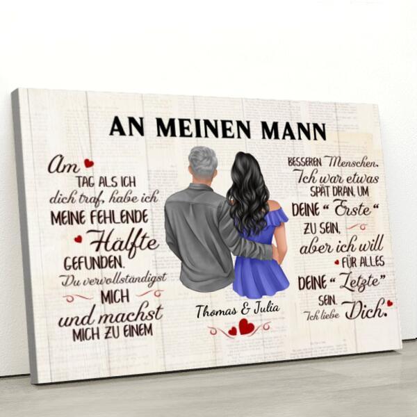 An meinen Schatz (an ihn - Zeichenstil) - Paar-Leinwand