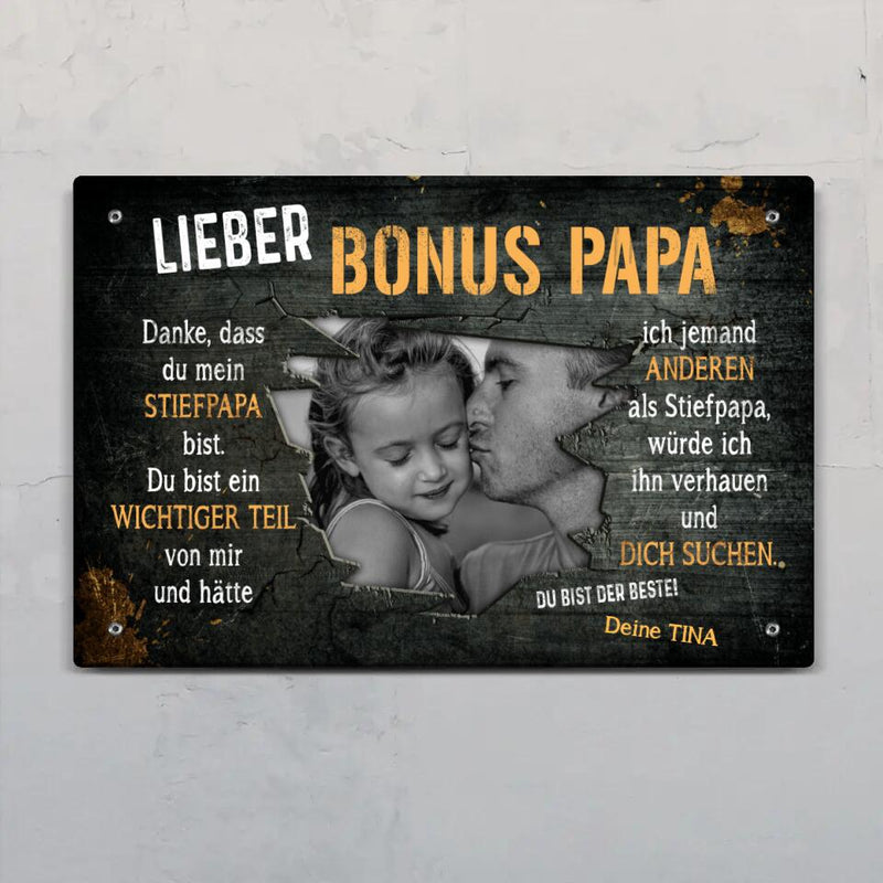 Schild Lieber Bonus Papa personalisierbar von Love & Faith