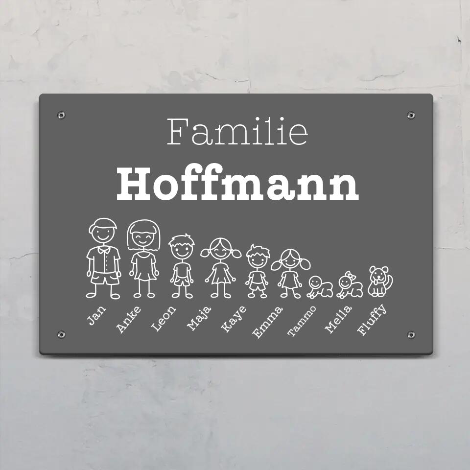 Strichmännchenfamilie - Eingangs-Türschild