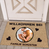 Personalisierte Fussmatte 70x50cm für Familie mit Namen und eigenem Foto von Love & Faith