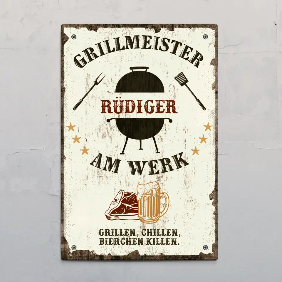 Grillmeister - Outdoor-Türschild