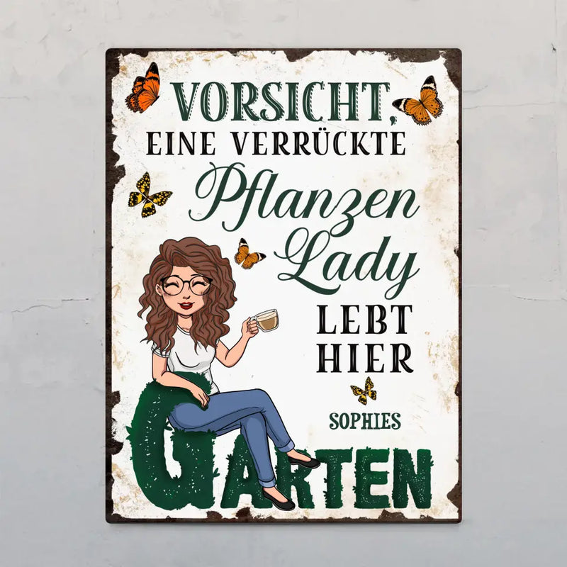Verrückte Gartenlady - Individuelles Türschild