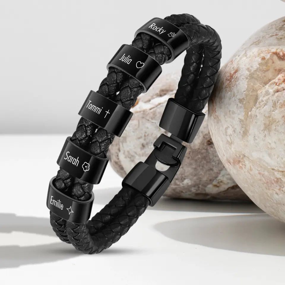 Familienbande - Individuelles Lederarmband Ringe