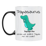 Papasaurus Eltern-Tasse mit Wunschname – Kaffeebecher als Papa-Geschenk von Love & Faith