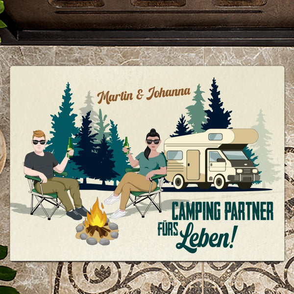 Camping Fußmatte 70x50cm mit Camping Spruch personalisiert gefertigt von Love & Faith