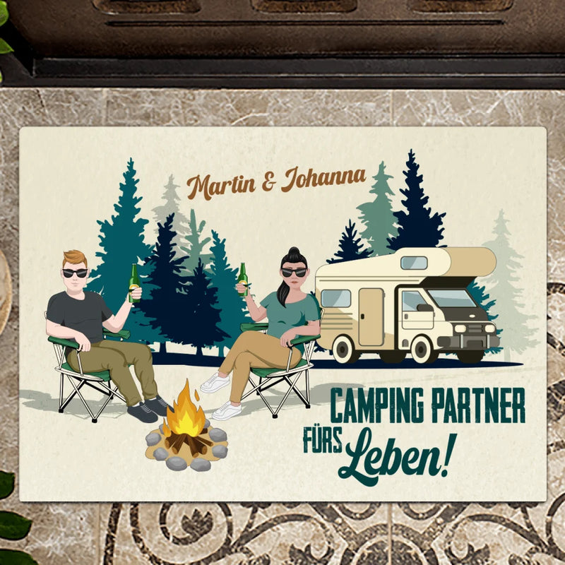 Camping Fußmatte 70x50cm mit Camping Spruch personalisiert gefertigt von Love & Faith